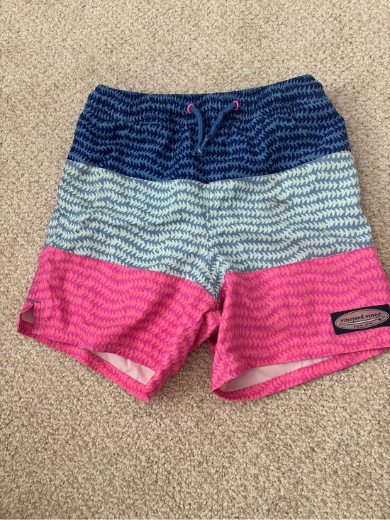 Vineyard Vines Other - Vineyard Vines Tri-Block Whale Print Swim Shorts in Navy, Light Blue & Pink